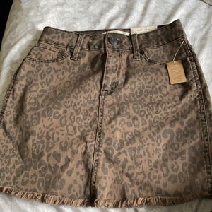 Cheetah print mini jean skirt